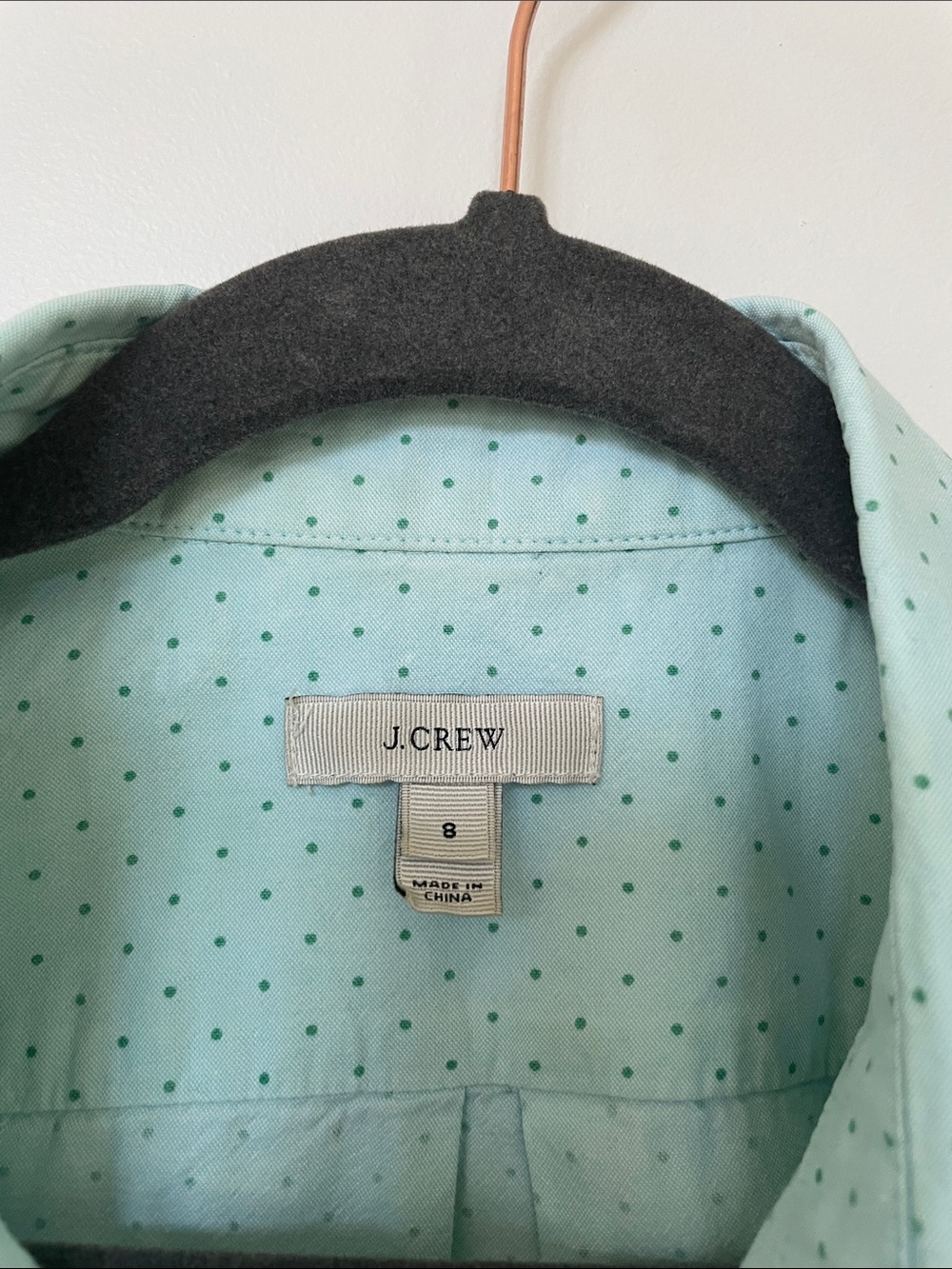 J. Crew Mint Green Polka Dot Button-Down Shirt